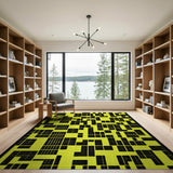 Yellow Bold Yellow Black Geometric Area Rug