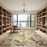 Golden Fern Leaf Cream Area Rug