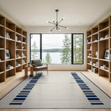 Navy and Cream Striped Area Rug