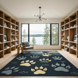 Wolf Paw Prints Stormy Sea Area Rug