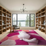 Vibrant Pink Bubble Abstract Shag Area Rug