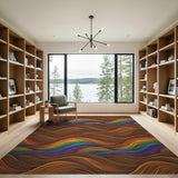 Multi-color and Patterns Rainbow Wave Multi-Color Area Rug