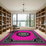 Vibrant Pink Sun Mandala Tribal Rug
