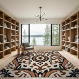 Intricate Brown Tan Persian Motif Area Rug