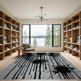 Black Ink Splatter Abstract Area Rug
