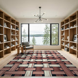 Woven Basket Brown Tan Geometric Rug