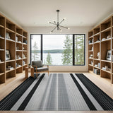 Bold Black and White Bold Black White Striped Geometric Area Rug