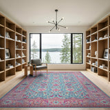 Teal Pink Persian Area Rug