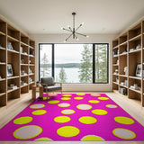 Vibrant Pink Pixel Polka Dot Area Rug