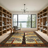 Persian Tree of Life Area Rug in Vibrant Hues