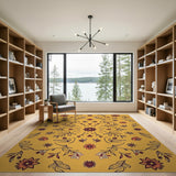 Mustard Yellow Floral Vintage Area Rug