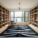 Black White Striped Nautical Canopy Area Rug