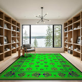 Vibrant Green Shamrock Clover Green Area Rug