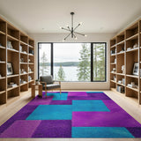 Purple Teal Geometric Patchwork Area Rug