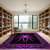 Ornate Pink Spider Silhouette Area Rug