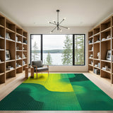 Vibrant Yellow Green Wavy Geometric Area Rug