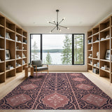 Purple Ornate Floral Tile Area Rug