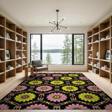 Pink Yellow Daisy Trellis Area Rug