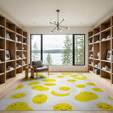 Yellow Cute Cartoon Fried Egg Yellow Area Rug