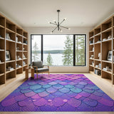 Mermaid Scales Area Rug in Pink Purple Teal