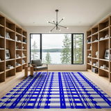 Bold Blue Geometric Plaid Area Rug