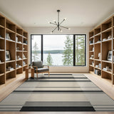 Striped Geometric Modern Bold Black White Striped Geometric Area Rug