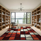 Bold Red Bold Red Geometric Grid Area Rug