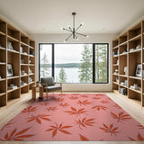 Vibrant Pink Cannabis Leaf Pattern Area Rug