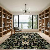 Multi-color and Patterns Elegant Black Persian Floral Area Rug