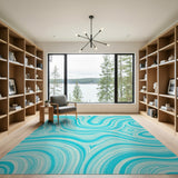 Wave Abstract Area Teal Wave Abstract Area Rug