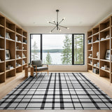 Geometric Modern Black White Plaid Grid Area Rug