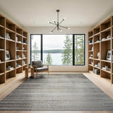 Grey Horizontal Striped Textured Area Rug
