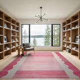 Ombre Pink Scalloped Edge Striped Area Rug