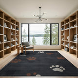 Dark Grey Paw Print Area Rug