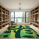 Vibrant Geometric Leaf Area Rug in Green Yellow