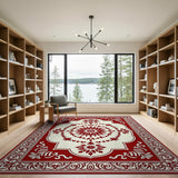 Elegant Red Persian Floral Medallion Area Rug