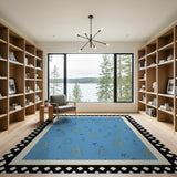 Whimsical Yellow Pines on Teal Area Rug