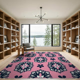 Pink Floral Mandala Pink Area Rug