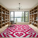 Pink Geometric Modern Pink Geometric Lattice Area Rug