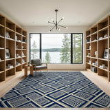 Navy Interlocking Geometric Area Rug