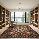 Brown Tan Traditional Persian Star Medallion Rug