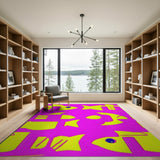 Playful Yellow Fish Cartoon Area Rug