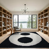 Yin-Yang Balance Black White Area Rug