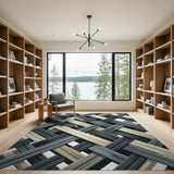 Grey Woven Lattice Area Rug