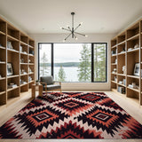 Bold Red Southwestern Geometric Red Area Rug