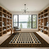 Brown and Tan Southwestern Geometric Tribal Area Rug