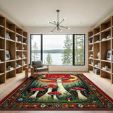 Psychedelic Mushroom Forest Boho Area Rug
