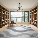 Abstract Area Grey Wavy Abstract Area Rug