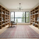Pink Distressed Pink Plaid Area Rug