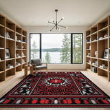 Red Heritage Tribal Snowflake Pine Rug